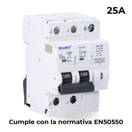 Iga 2p 25a c 10ka proteção de sobretensão permanente cumpre normativa en-50550 e transitório 5-15ka 275v