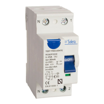 Disjuntor diferencial 2 polos solera 25a (retractilado) rcb2p2530