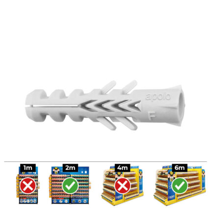 Bucha nylon duplo anti-giro din/ref nf ø6 x 30 mm, caixa 100 unid