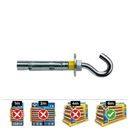 Caixa 50 un fixação dynabolt gancho ø10x60mm zincado celo