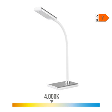 Candeeiro de mesa led 7w 400lm 4000k cor prata 13x9x33cm edm