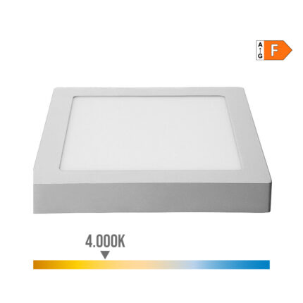 Downlight led superfície quadrado 20w 1500lm 4000k luz dia. cromado 22x22x3cm edm