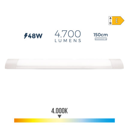 Armadura eletrónica led 48w 4000k luz dia 4700lm 150x3,1x12cm edm
