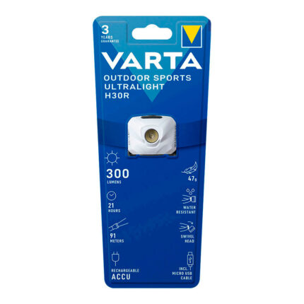 Lanterna de cabeça ultralight h30r branca varta