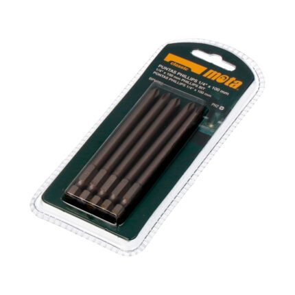 Pack 5 pontas bit ph2 x 90mm 1/4" aço bph290 mota