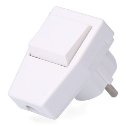 Plugue com t/t (schuko) + interruptor 10 a 250 v, branco, 40 x 65 x 62 mm (embalado em película)