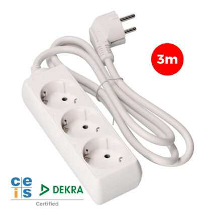 Extensão com 3 tomadas 2p+t, 16 a 250 v cabo h05vv-f 3g 3 m