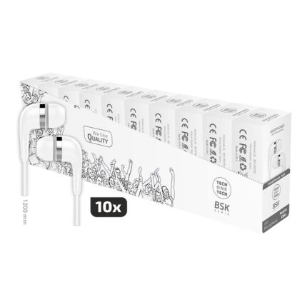 Bsk 10 auscultadores com microfone, branco, pacote de economia