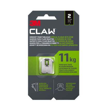 Gancho para parede em gesso, 11 kg, 27 x 31,5 x 4 mm, 2 unid.