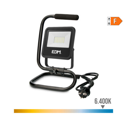 Projetor led com pé 30w 2370lm 6400k luz fria black series edm