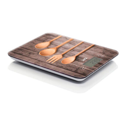 Balança eletrônica de cozinha ks5010 colheres modelo de madeira 10kg ks5010 laica
