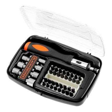 Jogo de 40 peças para aparafusar com aparafusadora de catraca a7062-xj black+decker