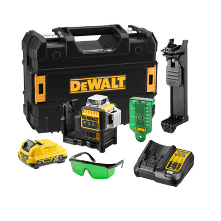 Nível laser auto nivelante verde de 3 linhas 360° xr 12v com bateria li-ion 2ah dce089d1g-qw dewalt