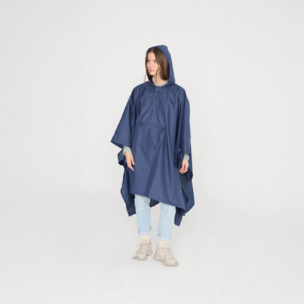 Capa de chuva dobrável azul escuro