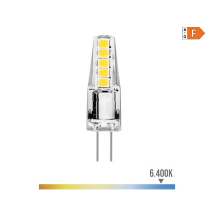 Lâmpada de silicone bi-pin led g4 12v 2w 180lm 6400k luz fria ø10x37mm edm