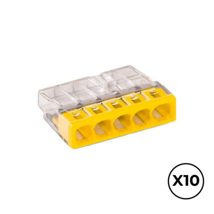 Conector rápido 5 condutores rígidos, ø máximo 2,5 mm², transparente / amarela. contém 10 unidades