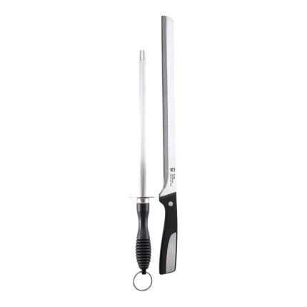 Jogo de 2 peças faca presunto + chaira inox sg-4362 san ignacio