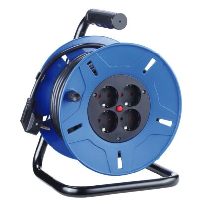 Enrolador de cabos com proteção térmica 3x1,5mm 50m 4 tomadas