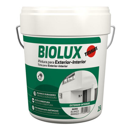Tinta plástica acrílica de estireno antimofo para interiores/exteriores biolux matte white 4 l