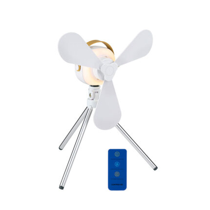 Ventoinha portátil, recarregável via usb, 3 pás, 4 velocidades, com comando