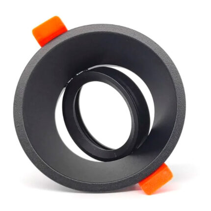 Aro halógeno basculante de embutir, profundo, redondo, preto, ø90 x 42 mm