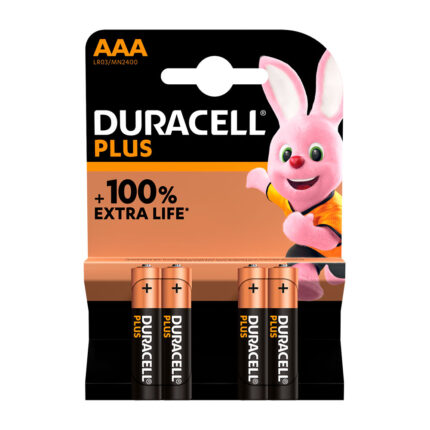Pilha alcalina duracell plus power aaa - lr03 1,5v (blíster 4 unid.) ø10,5x44,5mm