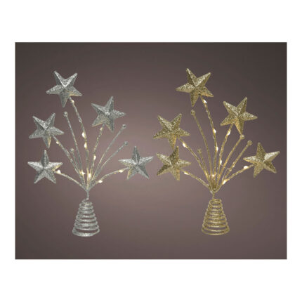 Enfeite para árvore de natal estrelas 5x21x31cm 12 leds cores sortidas