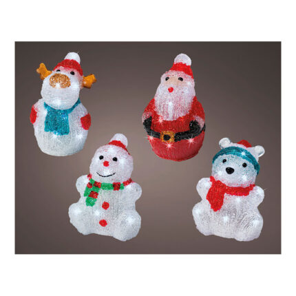 Figuras acrílicas led para interior 13x10x16cm 16 leds modelos sortidos