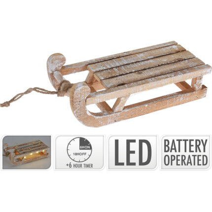 Trenó de decoração led, branco quente, a pilhas