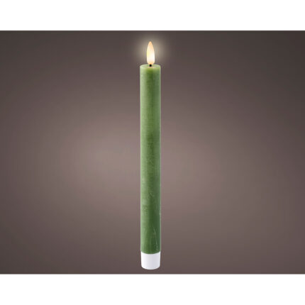 Vela de cera led verde ø2,20 x 24,50 cm. pack 2 unidades