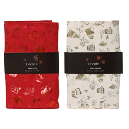 Caminho de mesa em poliéster de natal 32 x 180 cm, cores variadas