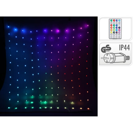 Cortina led rgb multifunções, 400 leds, com comando e aplicação smarthphone, exterior, 2 x 2 m