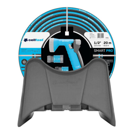 Kit de mangueira para rega smart pro ats de 12,5mm x 20m, com suporte de parede e conexões cellfast