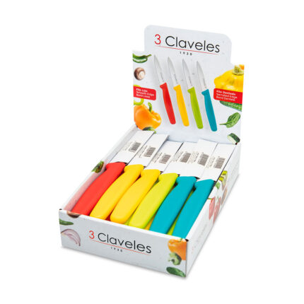 Faca para vegetais 8 cm modelos e cores sortidas, expositor 24 uds