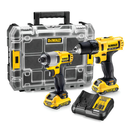 Kit berbequim aparafusadora xr 12 v + aparafusadora de impacto xr 12 v + organizador tstak v com carregador e 2 baterias li-ion 2 ah