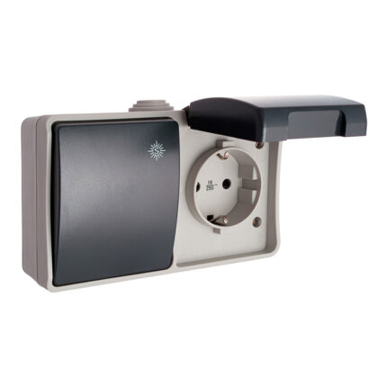 Comutador + tomada fixa estanque t/tl 16a 250v ip44