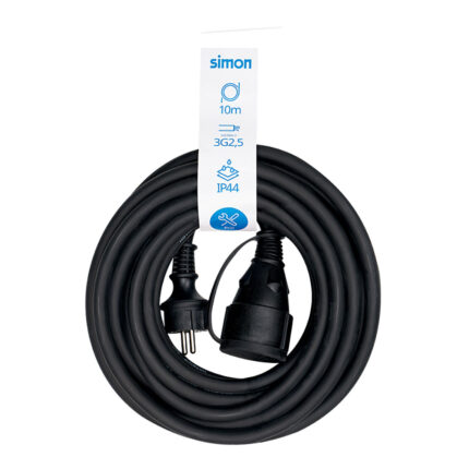 Prolongador profissional 10 m, ip44 h07rn-f 3 g 2,5 mm², 1 tomada com tampa, 16 a 250 v~, preto