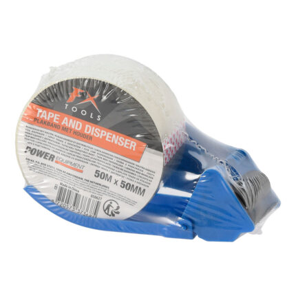 Dispensador fita cola transparente para embalar + rolo 50 mm x 50 m