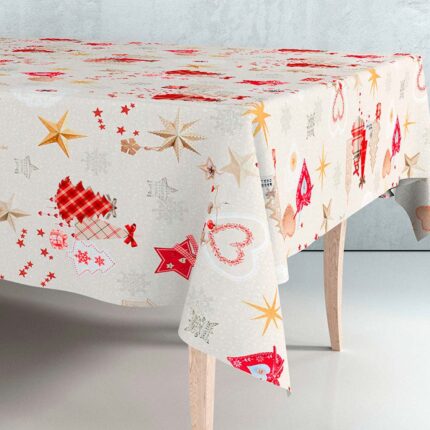 Rolo de hule com motivos natalícios bege, 140 cm x 25 m